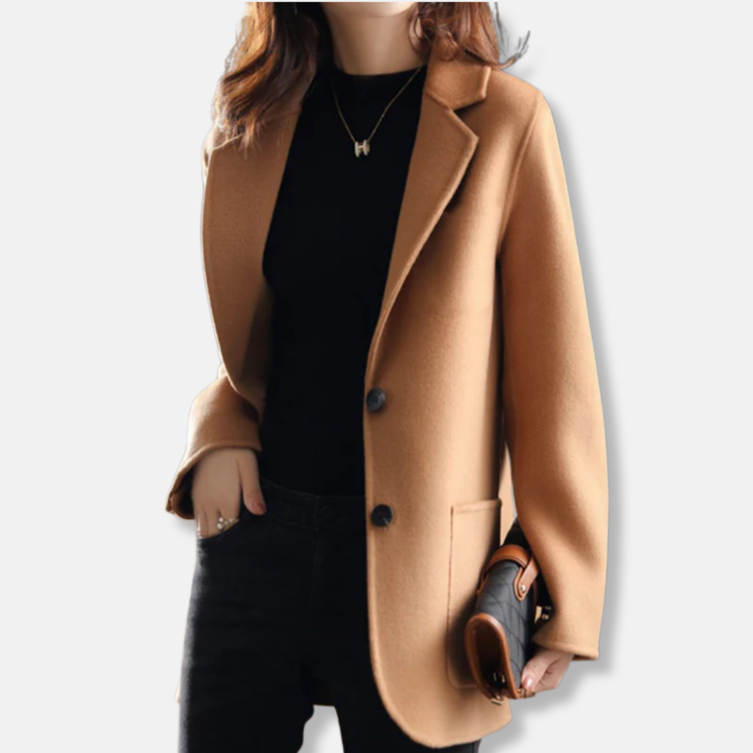 Femme Blazer - Laine Mélangée - Coupe ajustée - Col cranté - Longueur hanche