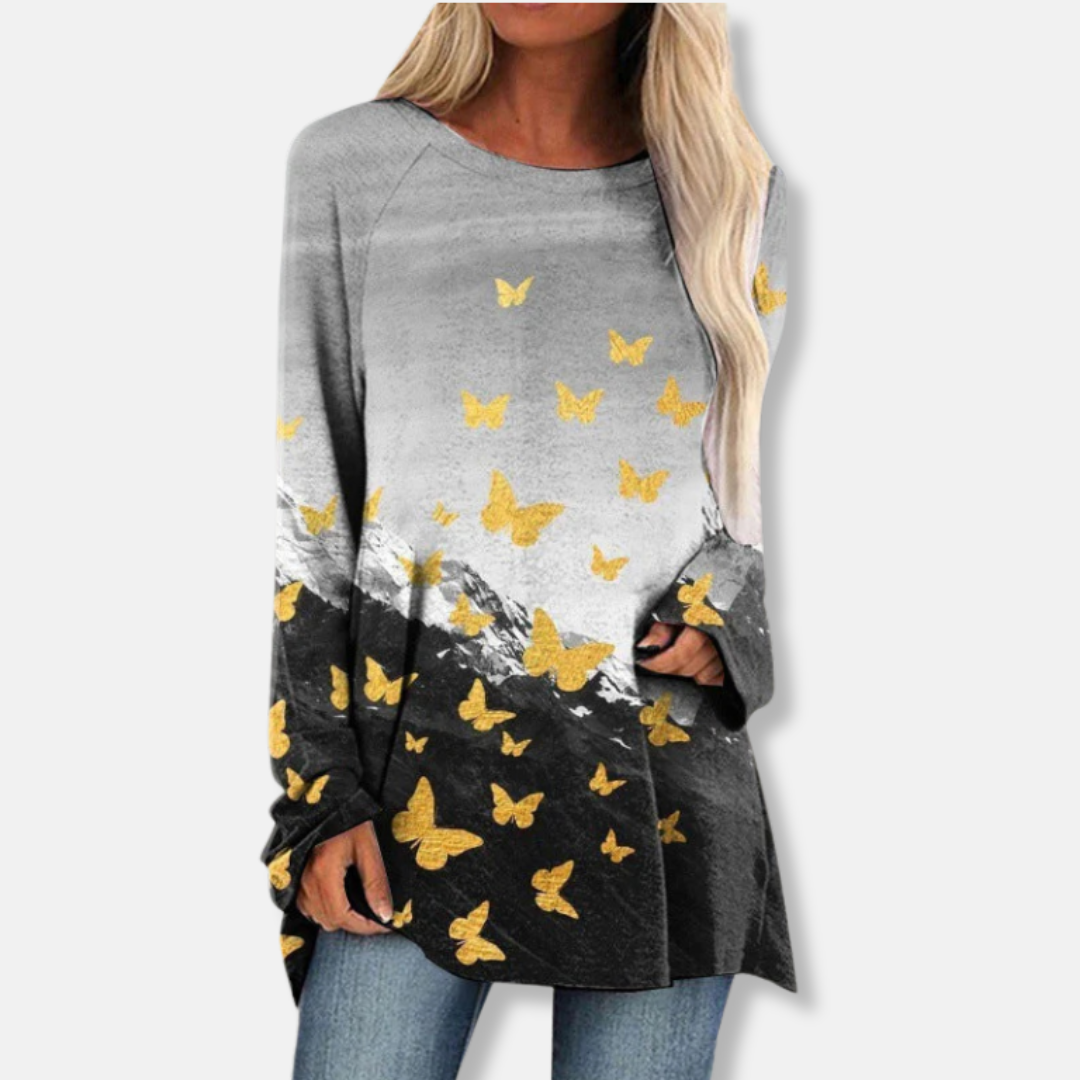 Femme Tunique - Maille Légère - Coupe Décontractée - Manches Raglan Longues