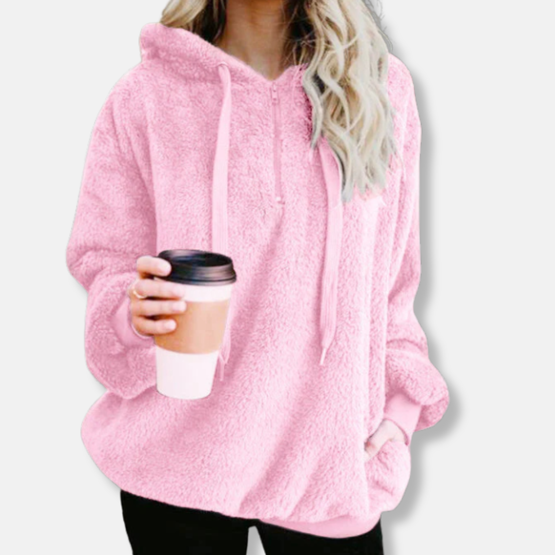 Femme Sweat À Capuche - Polaire Sherpa - Coupe Oversize - Manches Longues