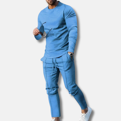 Homme Ensemble Deux Pièces - Tissu Extensible - Coupe Slim - Col Rond