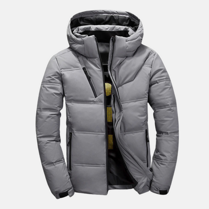 Homme Doudoune - Tissu Tissé - Col Montant - Capuche Ajustable - Manches Longues