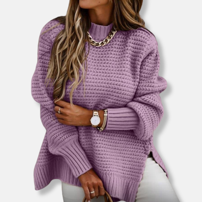 Pull femme – Coupe oversize – Maille côtelée douce – Épaules tombantes confortables