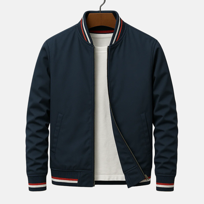 Blouson homme bomber – Coupe régulière – Matière légère – Finition côtelée zippée