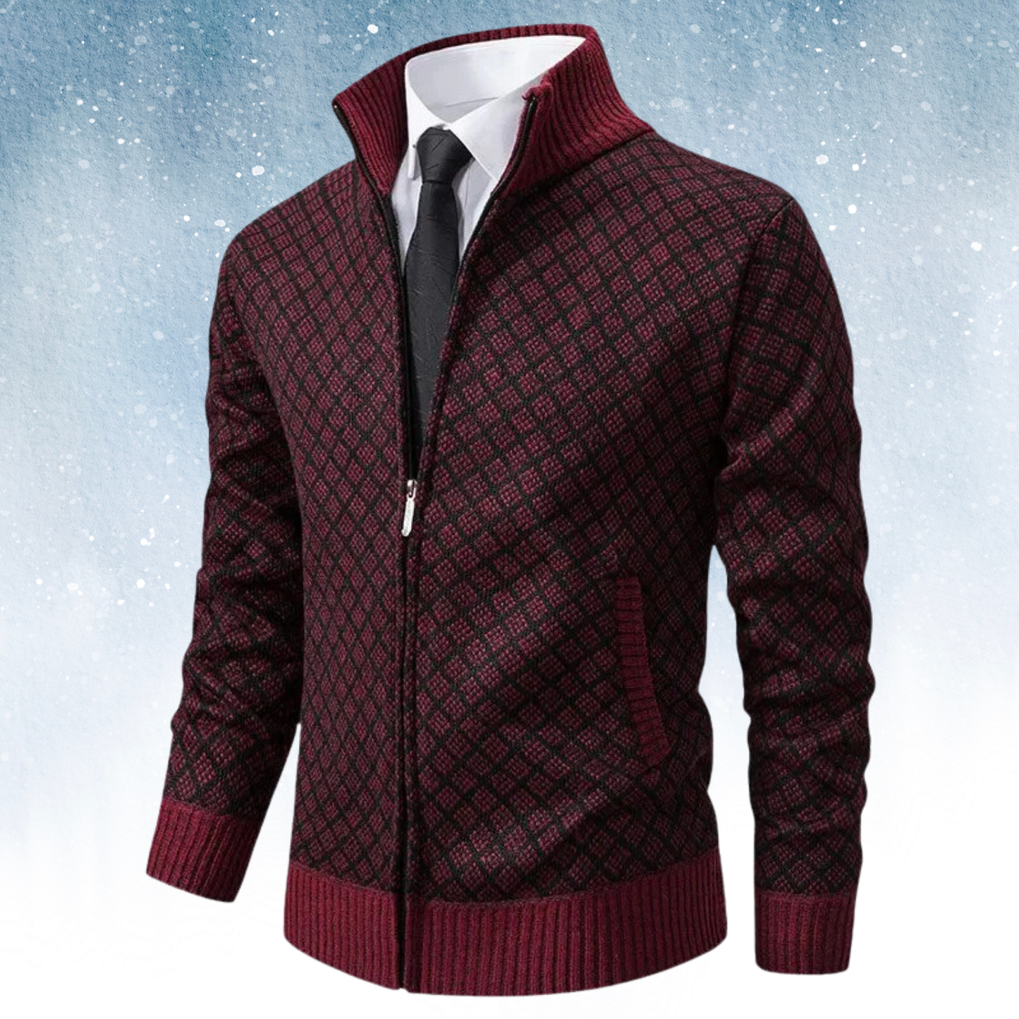 Cardigan en tricot jacquard chic, polyvalent et doux pour homme