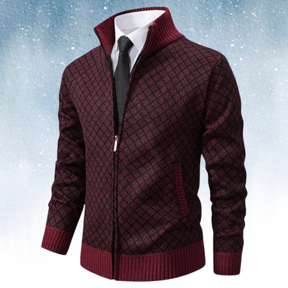 Cardigan en tricot jacquard chic, polyvalent et doux pour homme