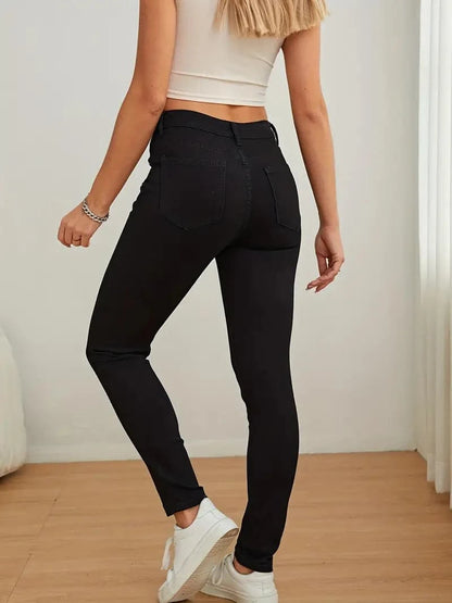 Jean Skinny Femme - Taille Haute - Coupe Ajustée - Confort Extensible