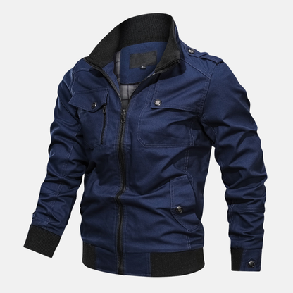 Blouson Homme – Coupe Régulière – Coton – Finition Côtelée – Épaules à Patte