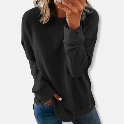 Sweatshirt femme – Coupe ample – Coton doux – Col rond confortable – Manches longues