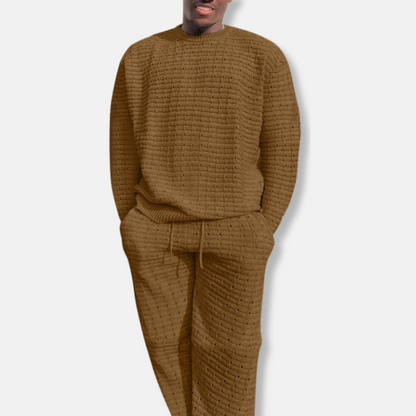 Homme Ensemble Deux Pièces - Maille Texturée - Coupe Décontractée - Col Rond