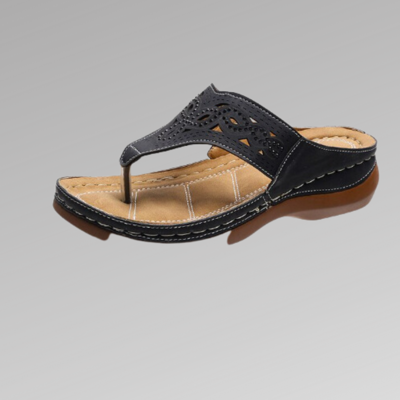 Sandales Femme – Design Tongs avec Boucle Orteil – Semelle Confort – Détail Découpé