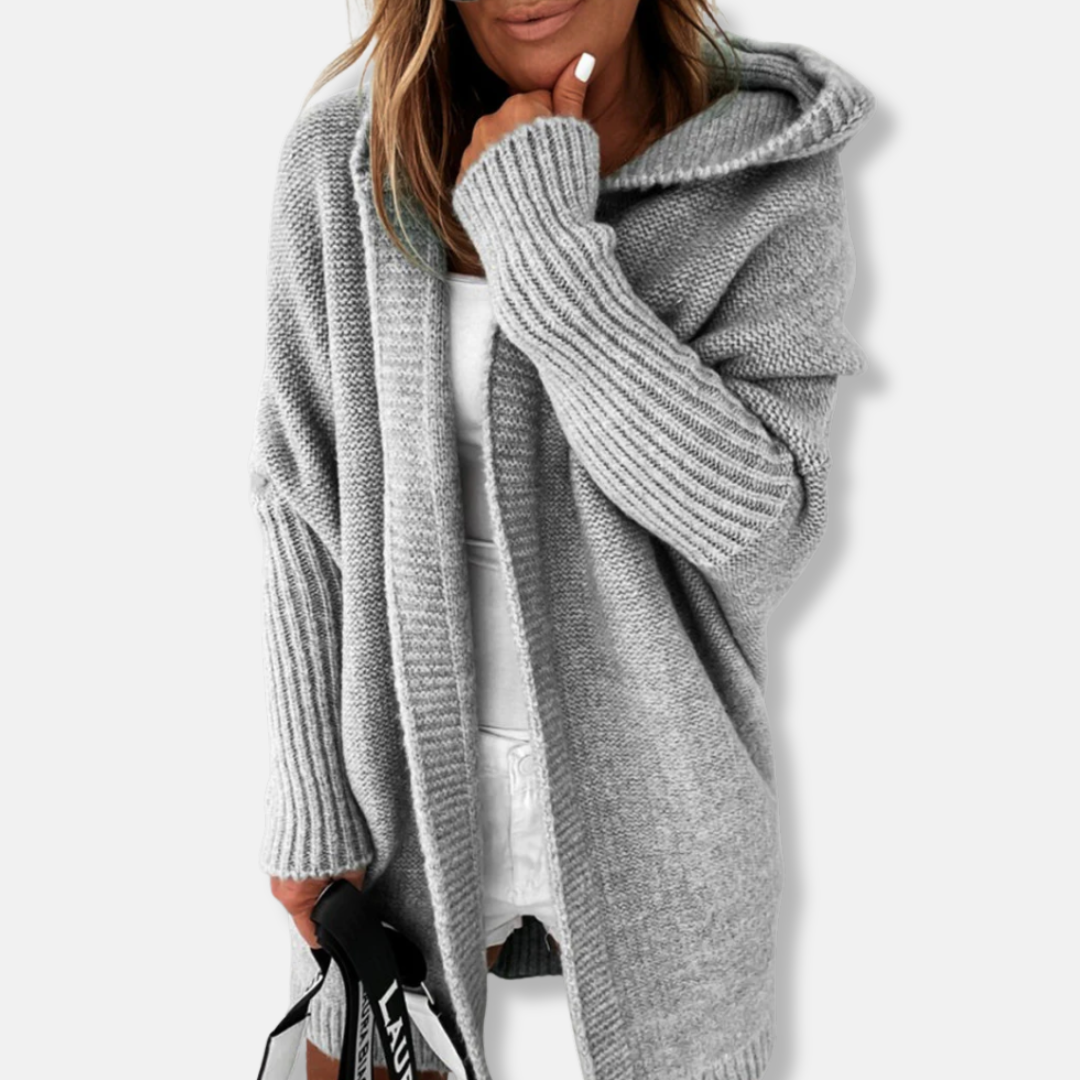 Femme Cardigan - Maille Douce - Coupe Ample - Capuche - Manches Longues