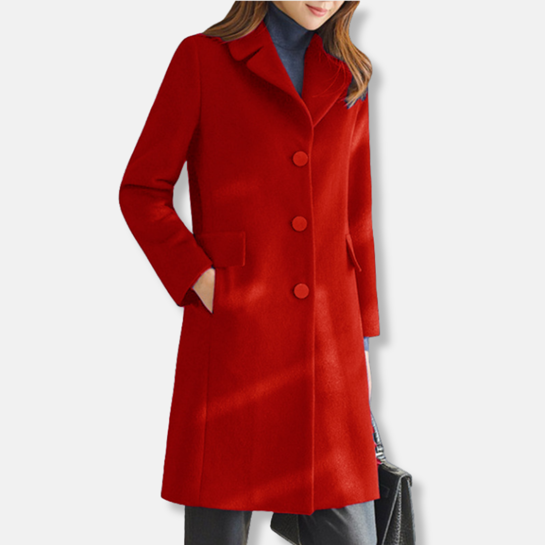 Manteau trench femme – Coupe cintrée – Laine – Longueur genoux – Col à revers