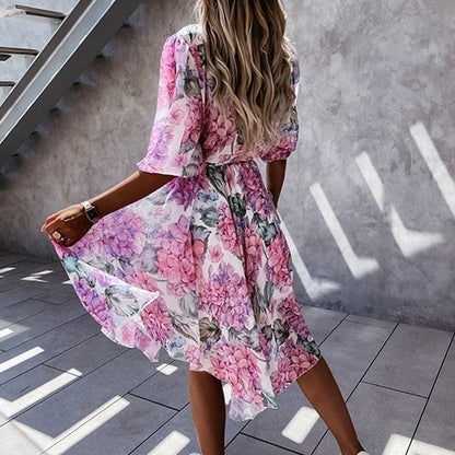 Sumara - Robe midi stylée à manches courtes