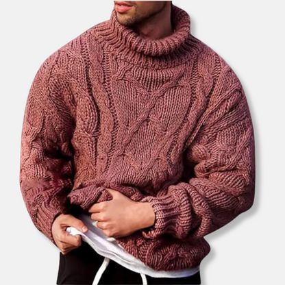 Homme Pull - Laine - Col Roulé - Coupe Oversize - Manches Longues Amples