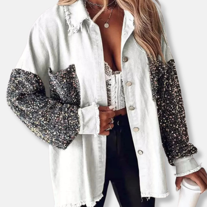 Femme Veste - Velours Côtelé - Coupe Oversize - Manches Longues - Imprimé Zèbre