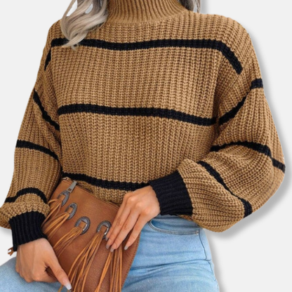 Amélie Pull Rayé Avec Manches Lanterne | Pull Doux