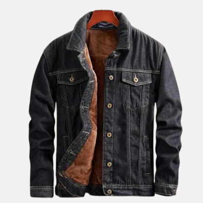 Veste en jean homme – Coupe décontractée – Doublure sherpa – Fermeture à boutons