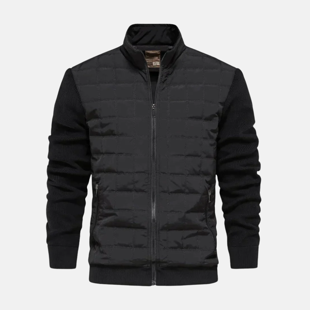 Blouson bomber homme – Coupe moderne – Devant matelassé – Manches en maille – Finition côtelée