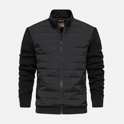 Blouson bomber homme – Coupe moderne – Devant matelassé – Manches en maille – Finition côtelée