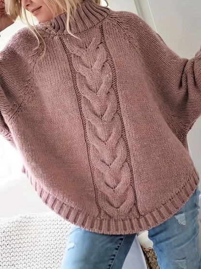 Pull à Col Roulé Tricot Câblé Douillet, Chic, Confortable et Polyvalent pour Femme