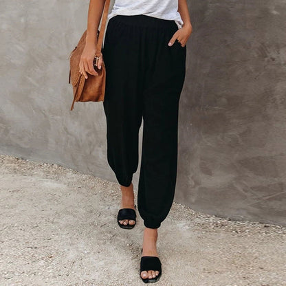 Pantalon Décontracté Femme – Taille Élastique – Coupe Ample – Tissu Léger et Confortable