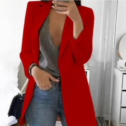 Veste femme – Coupe cintrée – Revers cranté – Fermeture à un bouton – Tissu structuré