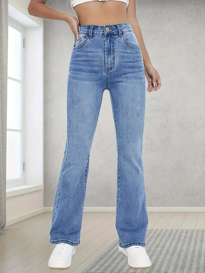 Femme Jean - Denim - Taille Haute - Coupe Slim - Longueur Complète - Bootcut