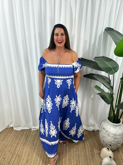 Robe Longue Femme - Épaules Dénudées - Manches Courtes Bouffantes - Fluide et Élégante