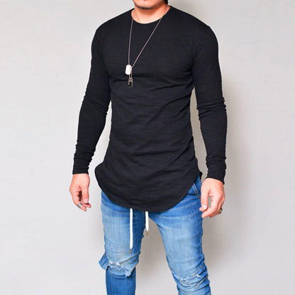 T-shirt manches longues homme – Coupe slim – Col rond – Coton doux respirant