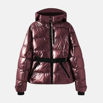 Femme Veste De Ski - Tissu Tissé - Coupe Décontractée - Col Montant À Capuche