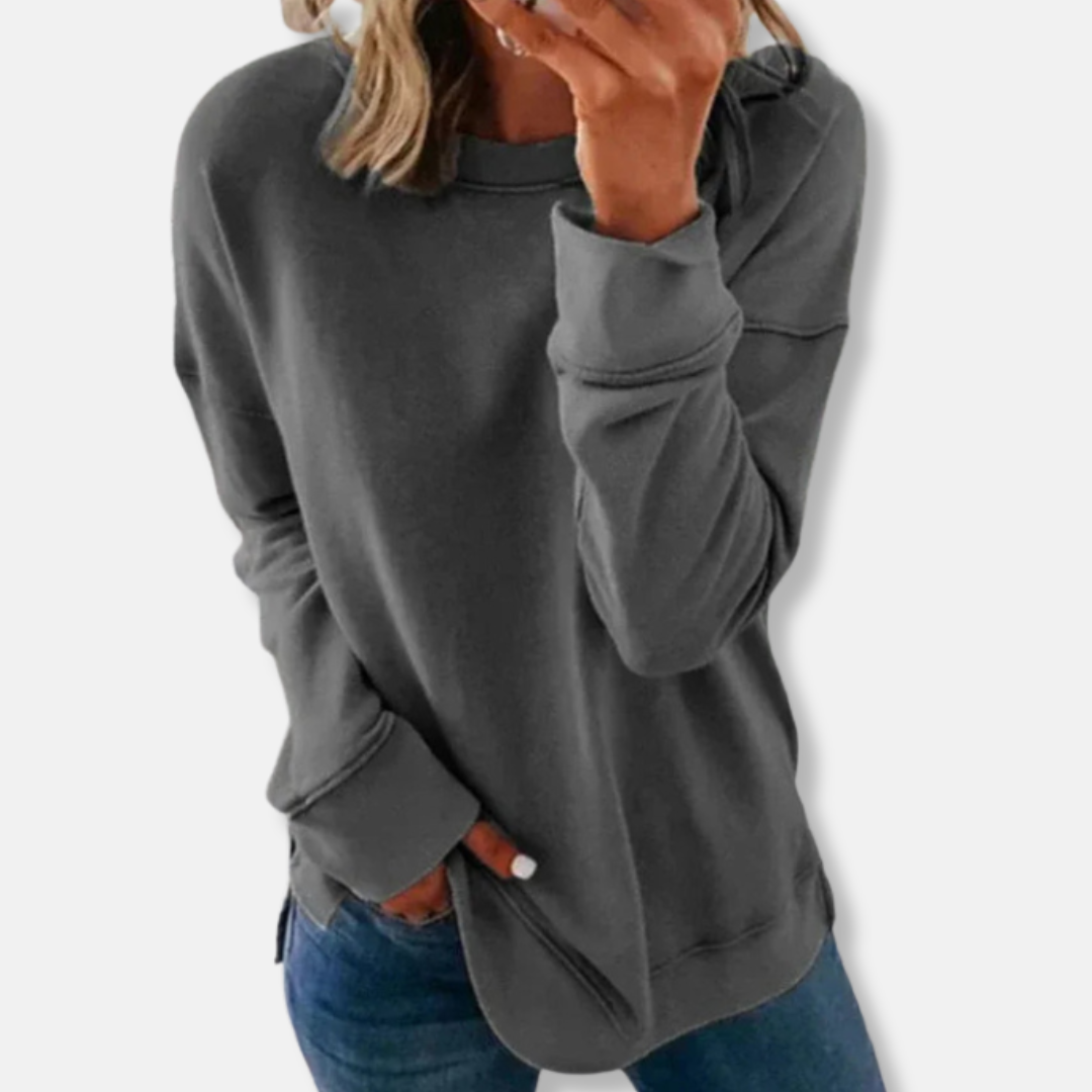 Sweatshirt femme – Coupe ample – Coton doux – Col rond confortable – Manches longues