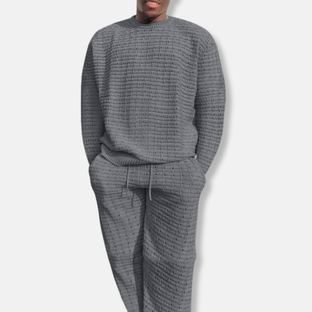 Homme Ensemble Deux Pièces - Maille Texturée - Coupe Décontractée - Col Rond