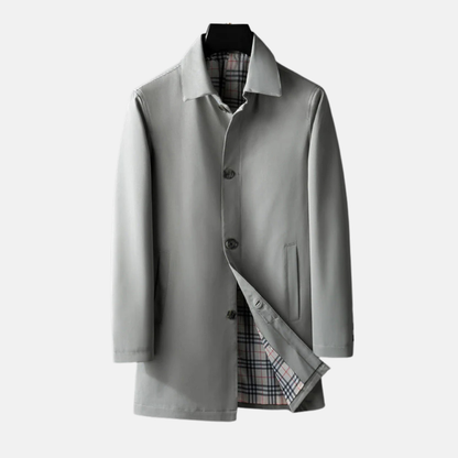 Manteau homme – Coupe ajustée – Laine mélangée – Boutonnage classique – Doublure à carreaux