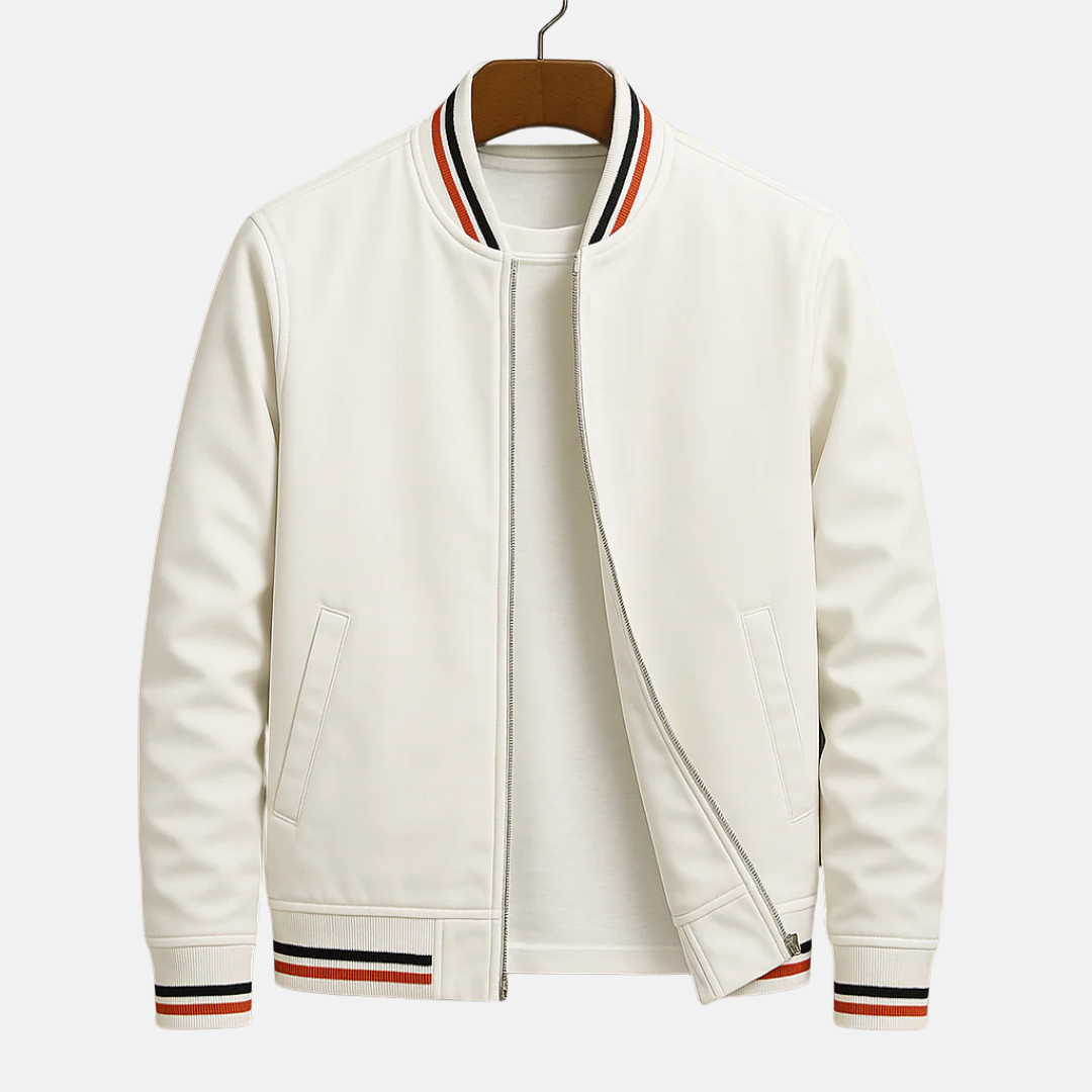 Blouson homme bomber – Coupe régulière – Matière légère – Finition côtelée zippée