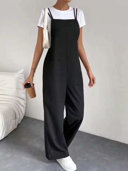 Salopette Femme - Coupe Large Confortable - Bretelles Ajustables - Poches Pratiques