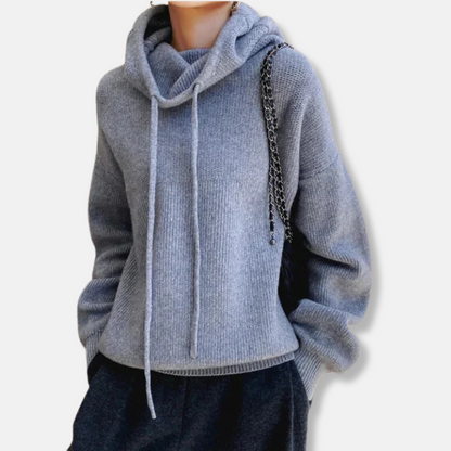Femme Sweatshirt Tricoté - Maille Douce - Col Bénitier - Manche Longue