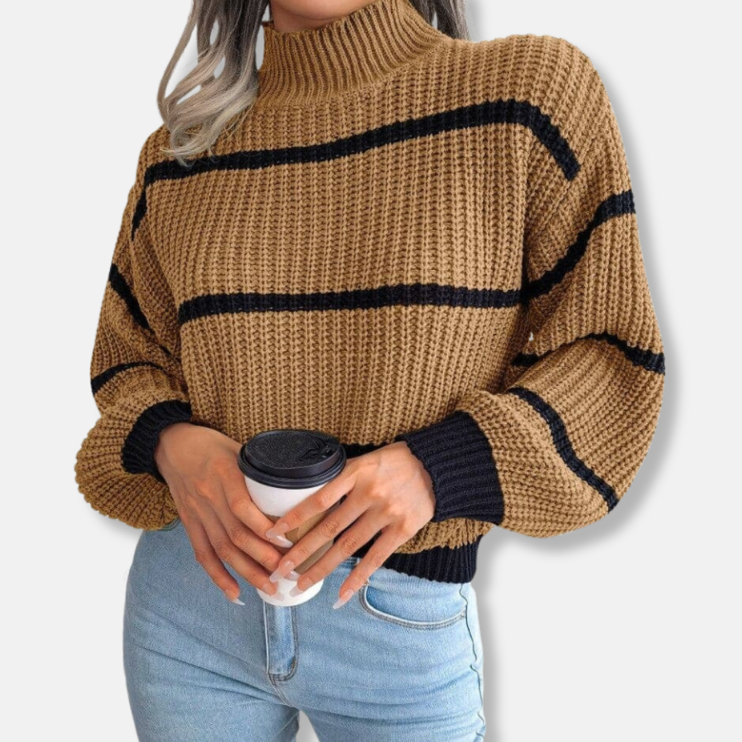 Amélie Pull Rayé Avec Manches Lanterne | Pull Doux
