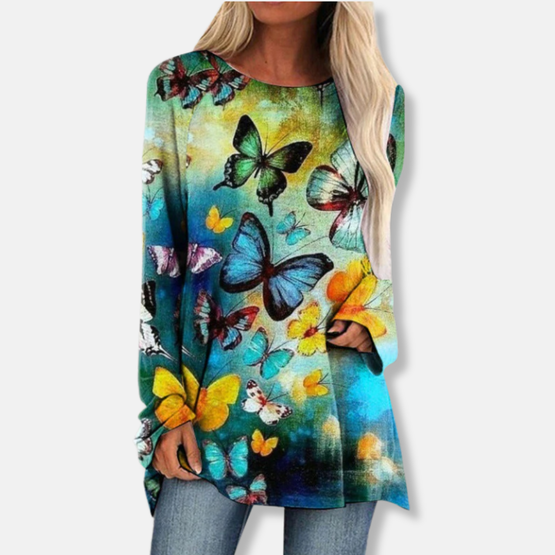 Femme Tunique - Maille Légère - Coupe Décontractée - Manches Raglan Longues