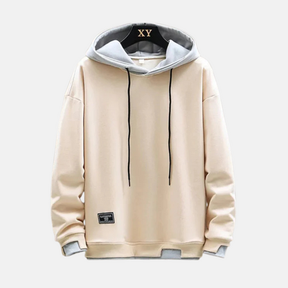 Sweat à capuche homme – Coupe décontractée – Coton mélangé – Capuche à cordon – Bords côtelés