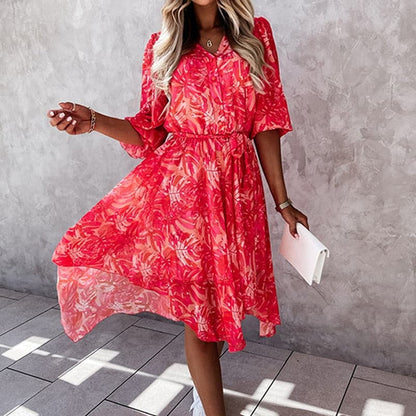 Sumara - Robe midi stylée à manches courtes