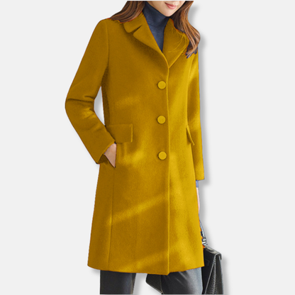 Manteau trench femme – Coupe cintrée – Laine – Longueur genoux – Col à revers
