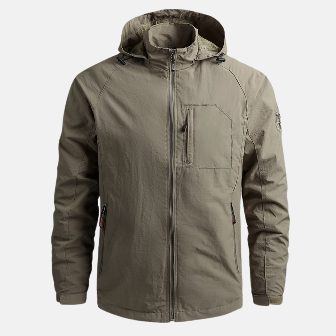 Homme Veste - Tissu Tissé Léger - Col Montant Capuche - Manche Raglan