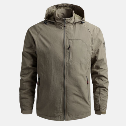 Homme Veste - Tissu Tissé Léger - Col Montant Capuche - Manche Raglan