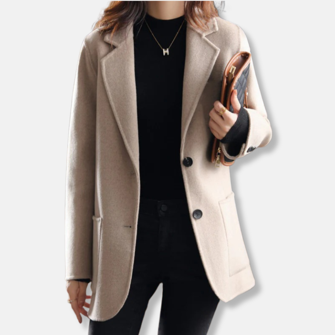 Femme Blazer - Laine Mélangée - Coupe ajustée - Col cranté - Longueur hanche