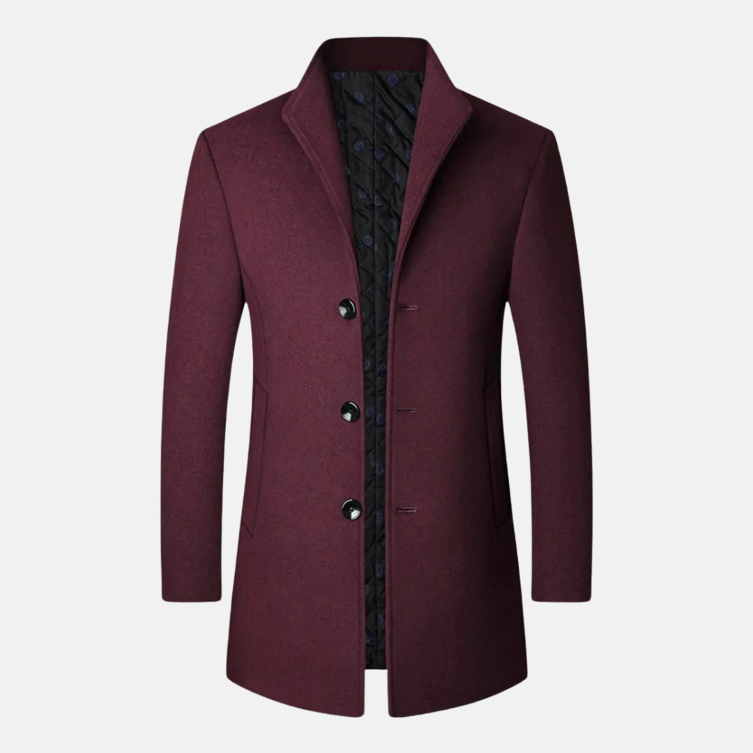 Thomas En Laine Manteau Ajusté Long | Intérieur Matelassé Manteau