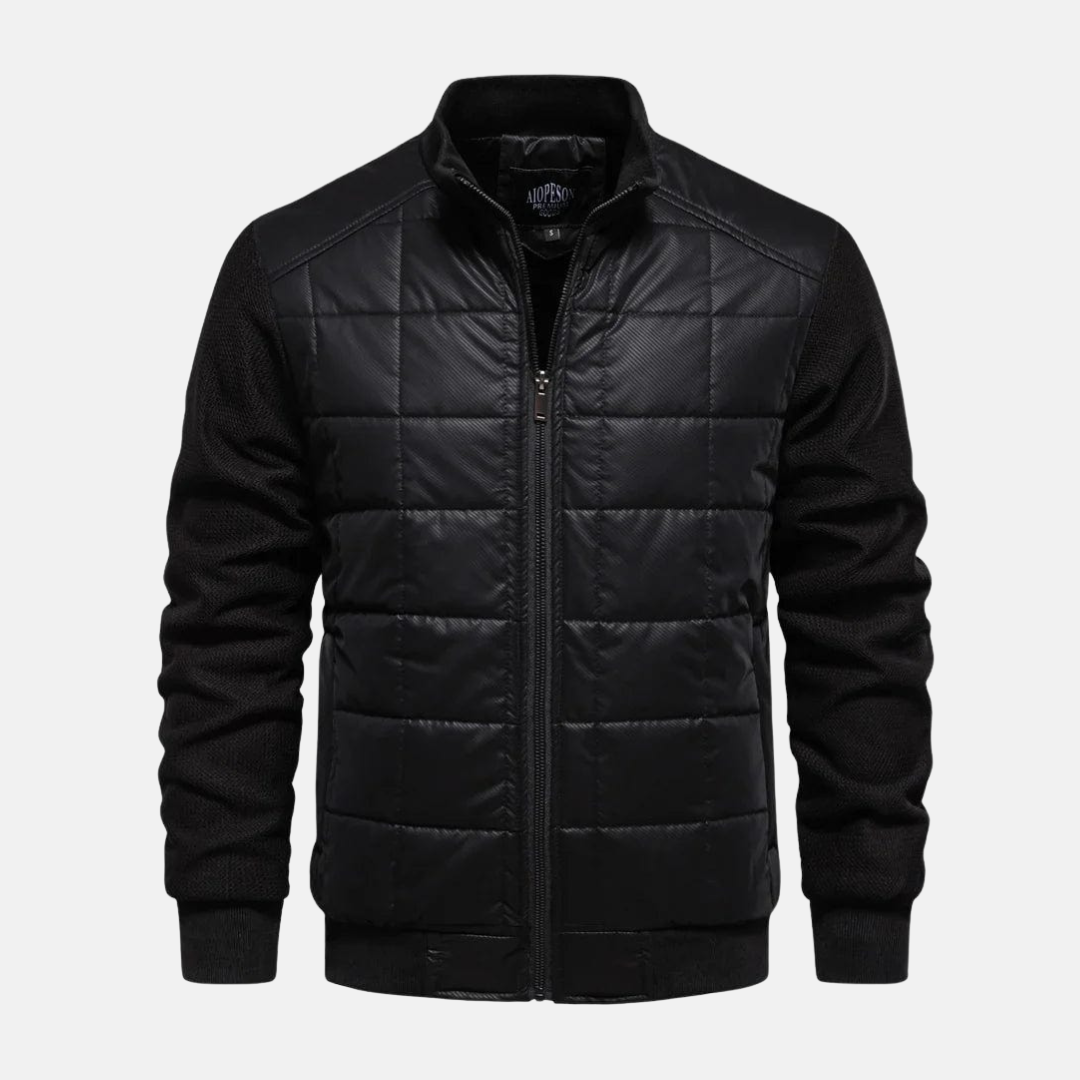 Homme Veste - Tissu Tissé Matelassé - Coupe Slim - Col Montant