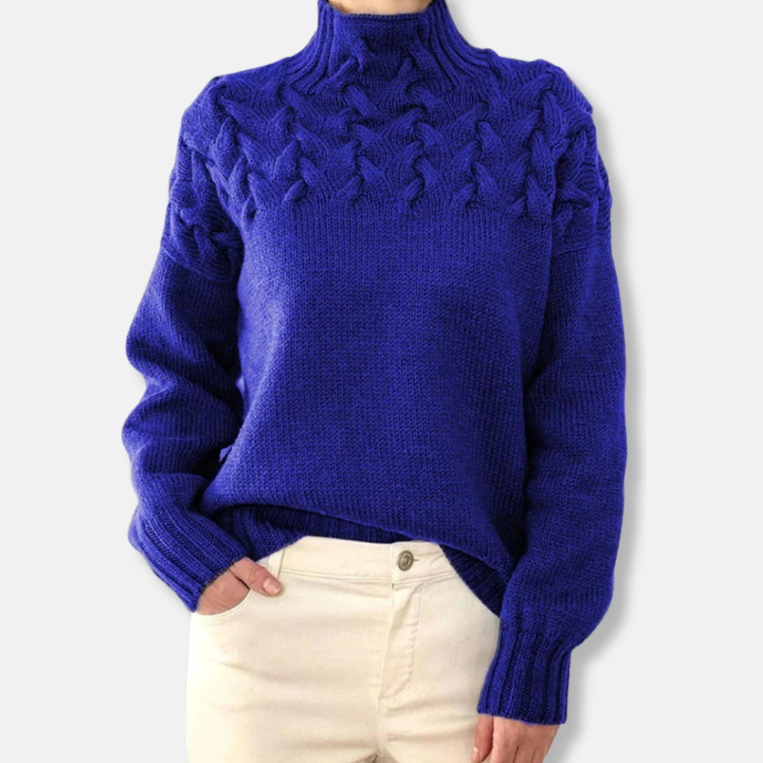 Camille Laine Pull Col Roulé Oversize | Pull Maille Torsadée Femme