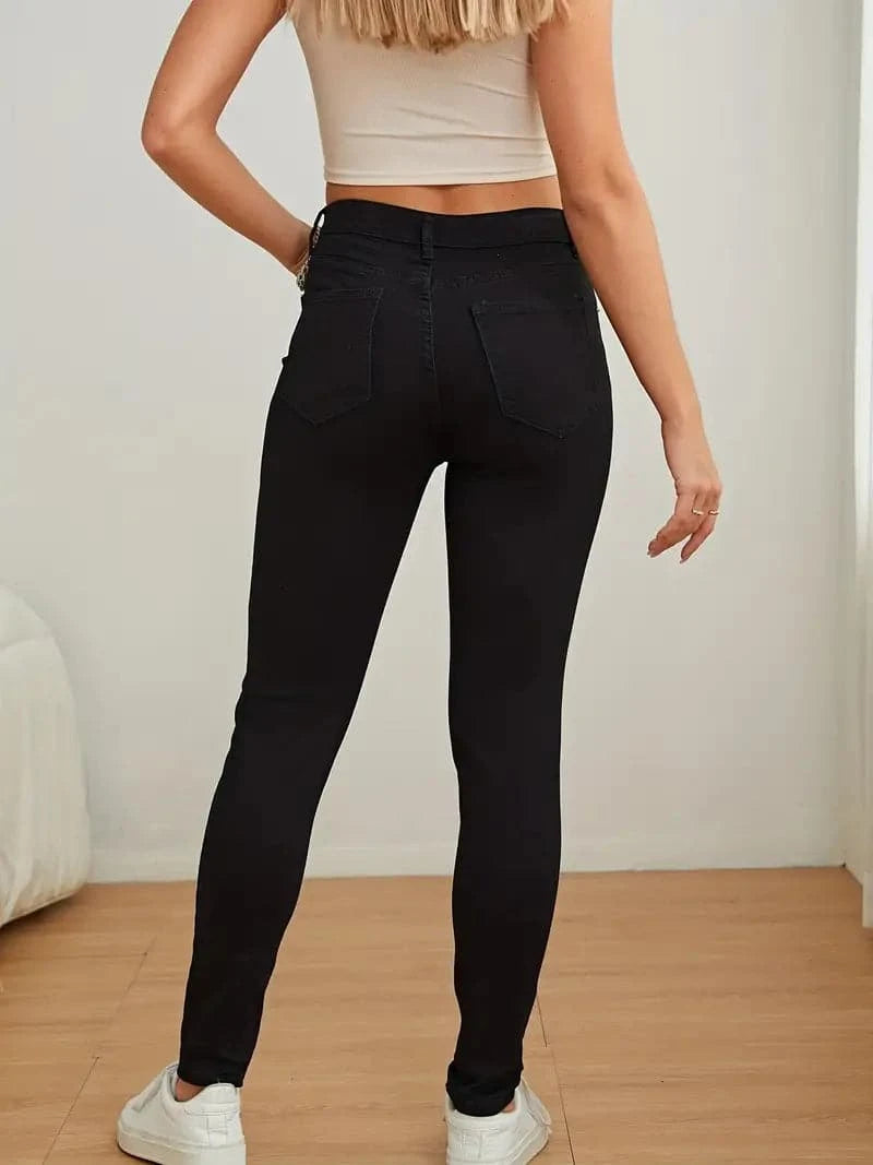 Jean Skinny Femme - Taille Haute - Coupe Ajustée - Confort Extensible