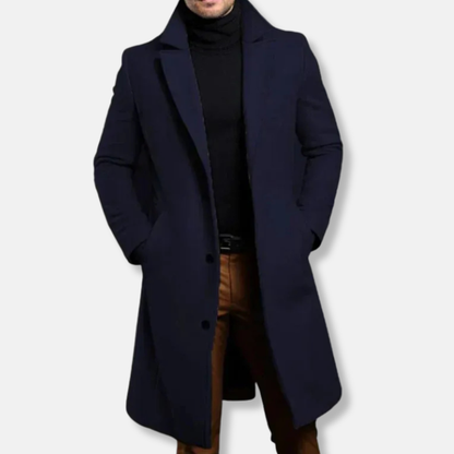 Georges En Laine Manteau Ajusté Long | Revers Cranté Manteau