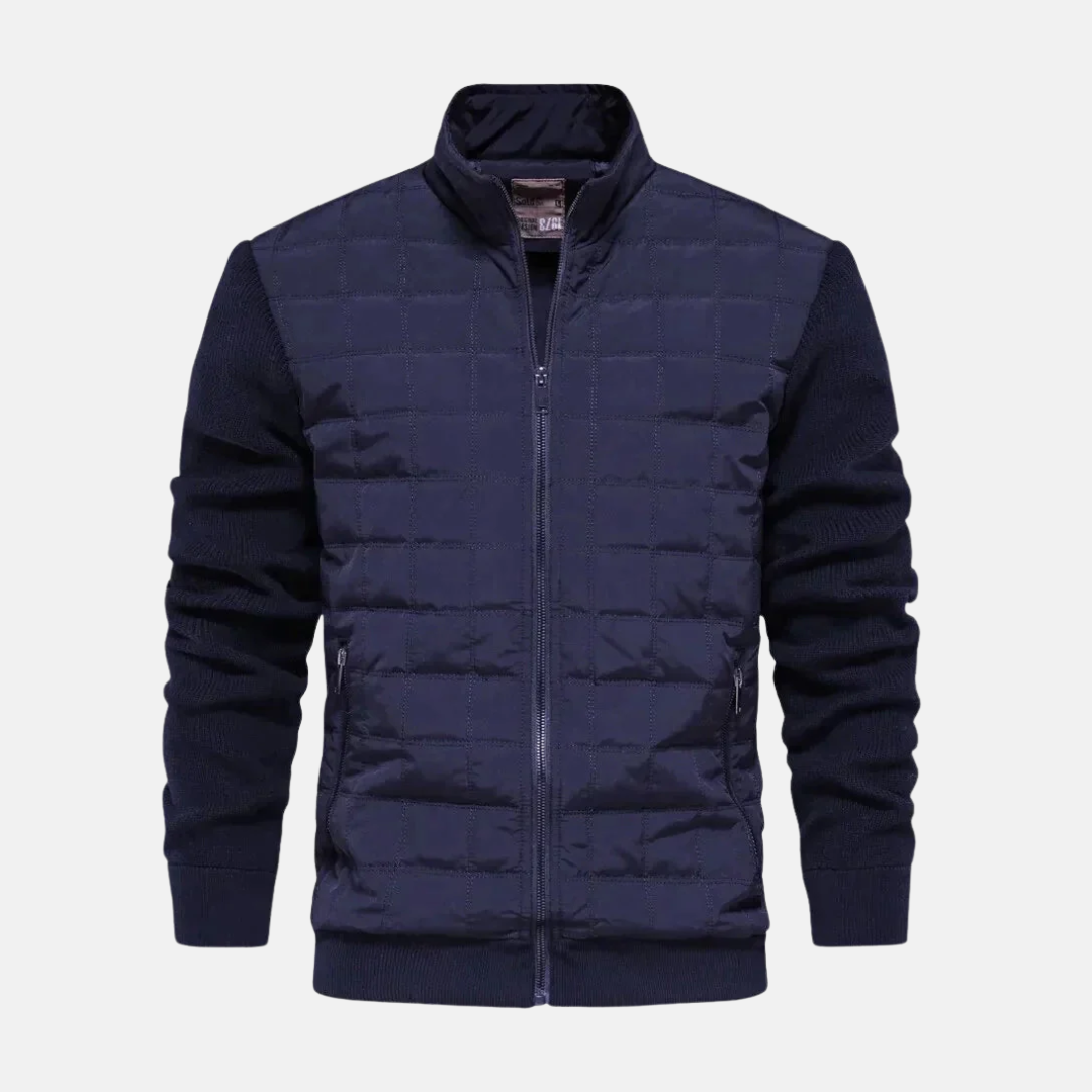Blouson bomber homme – Coupe moderne – Devant matelassé – Manches en maille – Finition côtelée